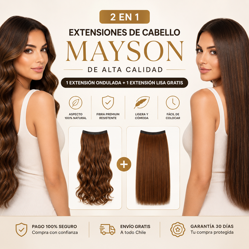 EXTENSIONES DE CABELLO MAYSON SEMI NATURAL | 1 EXTENSIÓN ONDULADA + 1 EXTENSIÓN LISA DE REGALO