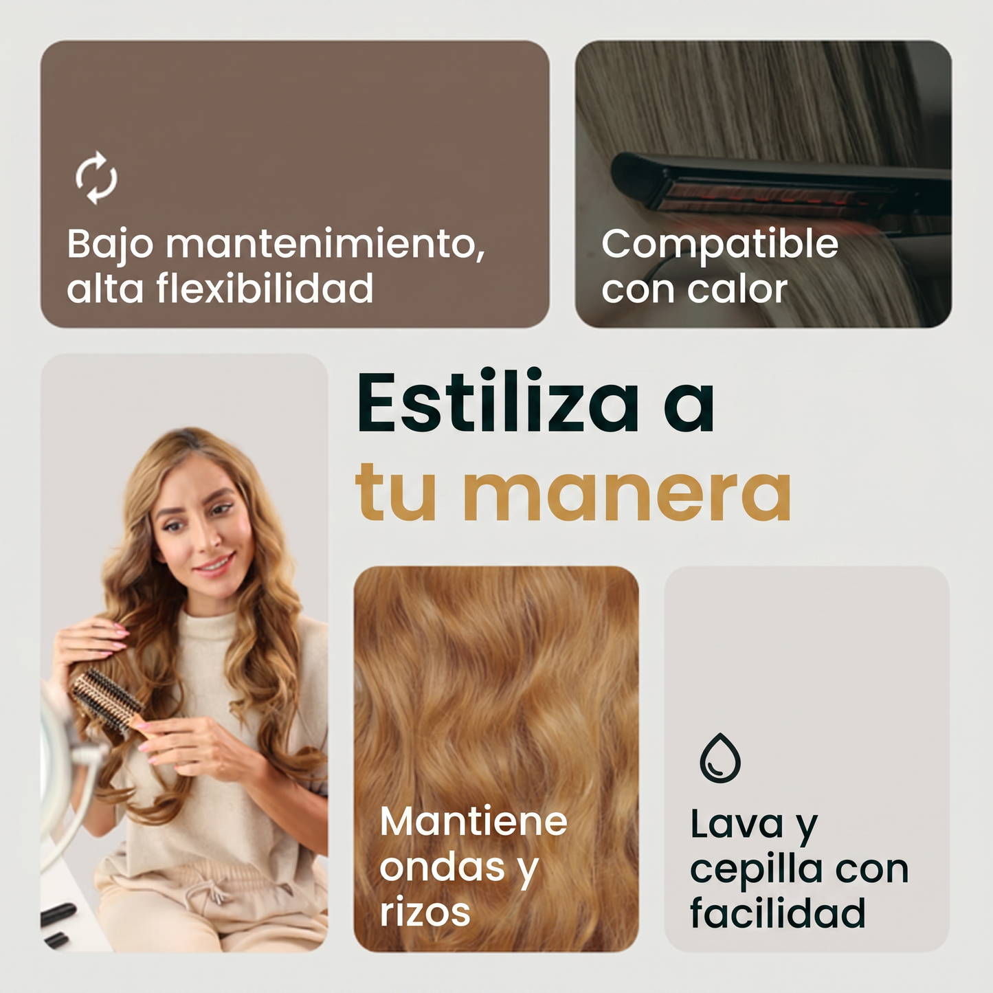 EXTENSIONES DE CABELLO MAYSON SEMI NATURAL | 1 EXTENSIÓN ONDULADA + 1 EXTENSIÓN LISA DE REGALO