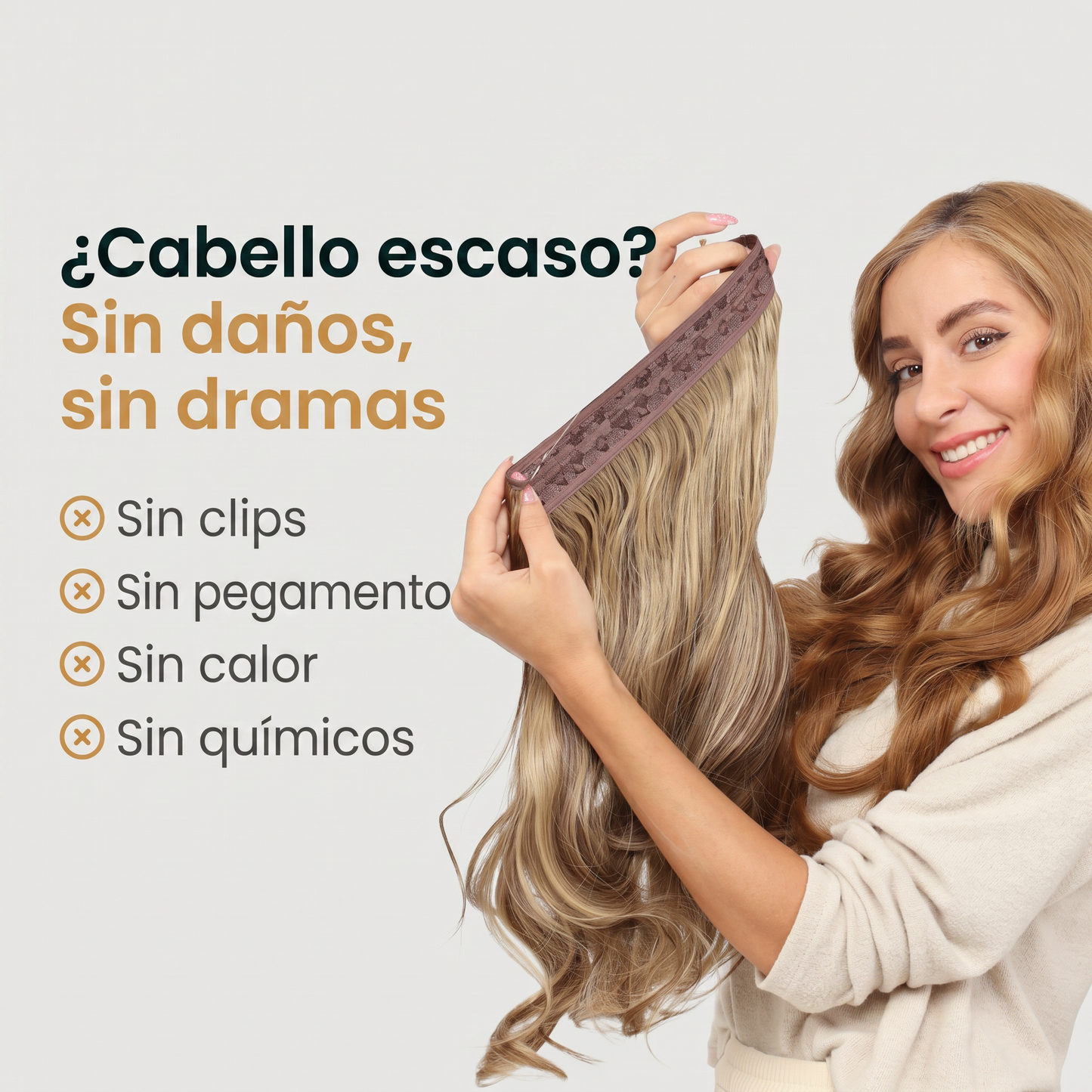 EXTENSIONES DE CABELLO MAYSON SEMI NATURAL | 1 EXTENSIÓN ONDULADA + 1 EXTENSIÓN LISA DE REGALO